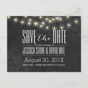 Postal De Anuncios Moderno Summer String Lughts Wedding Save the Date