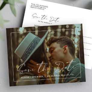 Postal De Anuncios Moderno y elegante boda de fotos de guiones