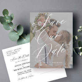 Postal De Anuncios Moderno y elegante guión para foto de boda guardar