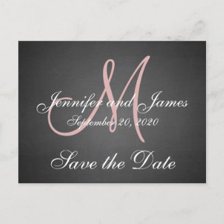 Postal De Anuncios Monogram Chalkboard Save the Date