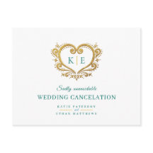 Monograma de corazón de bodas cancelación oro verd