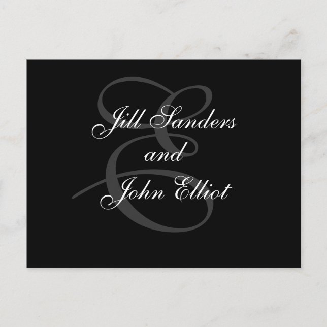 Postal De Anuncios Monograma E Primeros nombres Guardar fecha (Anverso)