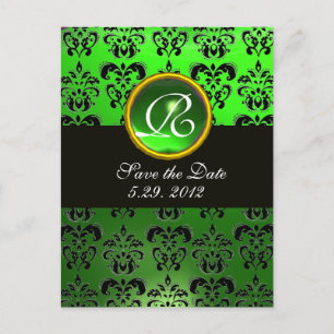 Postal De Anuncios Monograma EMERALD BLANCO Y VERDE NEGRO
