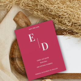 Postal De Anuncios Monograma La Boda Magenta Moderna Salva La Fecha