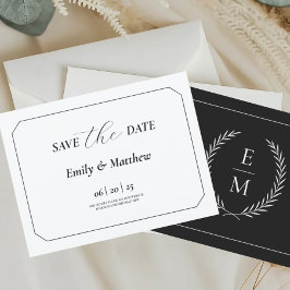 Postal De Anuncios Monograma minimalista de Laurel para boda Save The