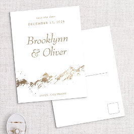 Postal De Anuncios Montañas abstractas blanco y dorado salvar la fech