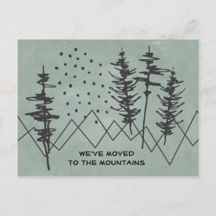 Postal De Anuncios Montañas y Bosque Abstracto Rústico Nueva Direcció