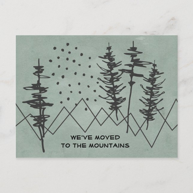 Postal De Anuncios Montañas y Bosque Abstracto Rústico Nueva Direcció (Anverso)