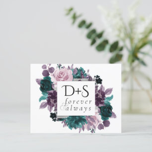 Postal De Anuncios Moody Boho   Berenjena Púrpura Turquesa Salva la F