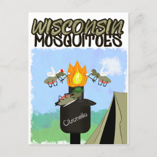 Postal De Anuncios Mosquitos de Wisconsin Dibujo Animado - Camping po
