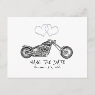 Postal De Anuncios Motocicleta y corazones de plata Biker Save The Da