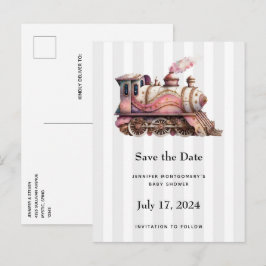 Postal De Anuncios Motor de tren rosa Vintage Steampunk Style