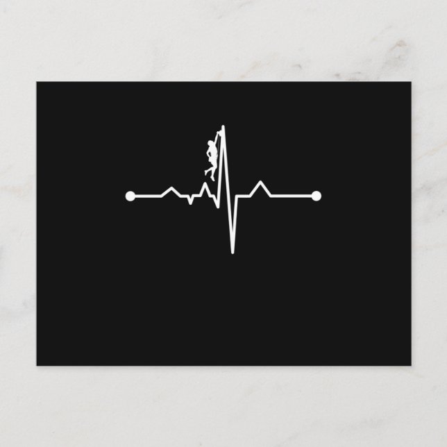 Postal De Anuncios Mountain Climber Heartbeat Rock Climbing Lover Gra (Anverso)