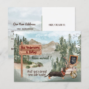 Postal De Anuncios Moviendo dirección nueva de Black Dachshund Woods 
