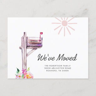 Postal De Anuncios Movimiento de nuevo buzón de acuarela de dirección