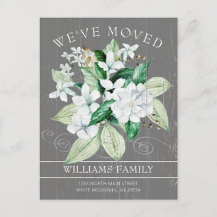 Postal De Anuncios Movimientos florales de acuarela de Magnolia blanc