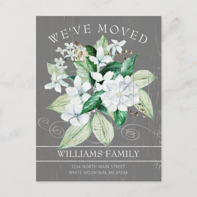 Postal De Anuncios Movimientos florales de acuarela de Magnolia blanc (Anverso)
