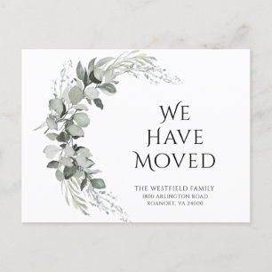 Postal De Anuncios Movimos el Eucalipto Verde Nueva dirección