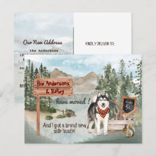 Postal De Anuncios Mudanza de Perro Husky Siberiano a Bosques Nueva D
