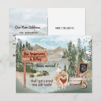 Postal De Anuncios Mudanza de Perro Pomerania Bosque Nueva Dirección