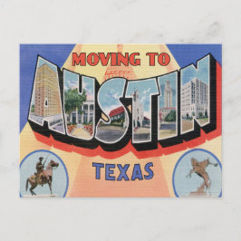 Postal De Anuncios Mudarse a Austin, Texas Cambio de Dirección Vintag