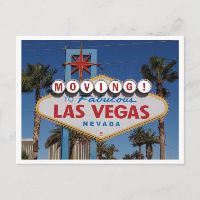 Postal De Anuncios Mudarse a Las Vegas con letrero clásico (Anverso)