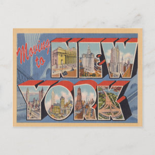 Postal De Anuncios Mudarse a Nueva York NY Cambio de Dirección Vintag