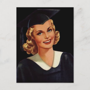 Postal De Anuncios Mujer de graduación universitaria vintage