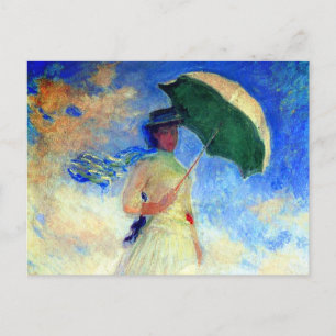 Postal De Anuncios Mujer Monet con una sombrilla a la derecha