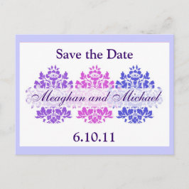 Postal De Anuncios Multicolor Damask Save the Date en español