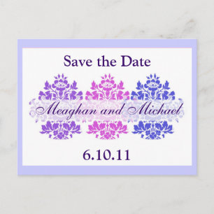 Postal De Anuncios Multicolor Damask Save the Date en español