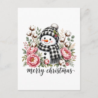 Postal De Anuncios Muñeco de nieve adorable Feliz Navidad