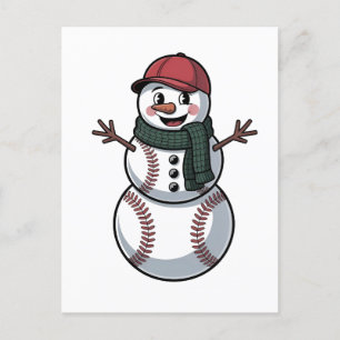 Postal De Anuncios Muñeco de nieve Béisbol Navidad Santa Béisbol Depo