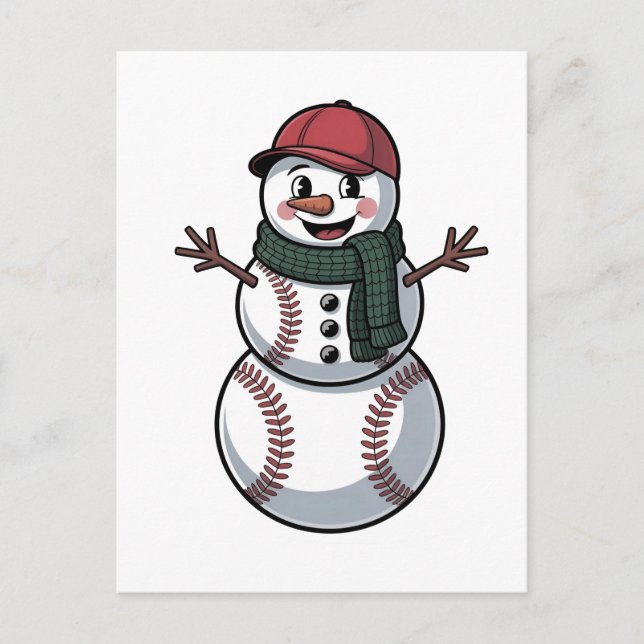 Postal De Anuncios Muñeco de nieve Béisbol Navidad Santa Béisbol Depo (Anverso)