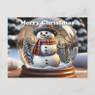 Postal De Anuncios Muñeco de nieve de Navidad en Globo de Nieve