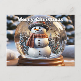 Postal De Anuncios Muñeco de nieve feliz de Navidad en globo de nieve