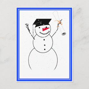 Postal De Anuncios Muñeco de Nieve Graduado para el Pequeño Graduado