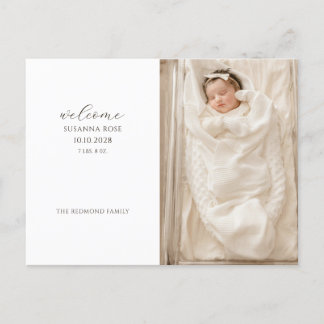 Postal De Anuncios Nacimiento Adorable de la Foto del Bebé