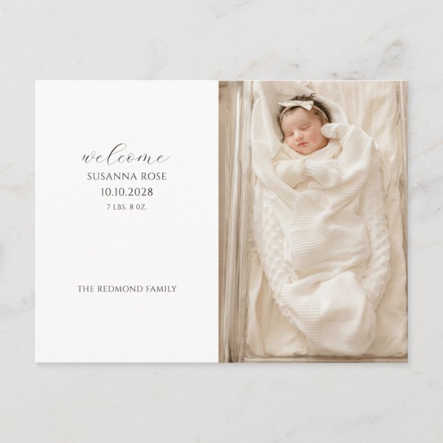 Postal De Anuncios Nacimiento Adorable de la Foto del Bebé (Anverso)