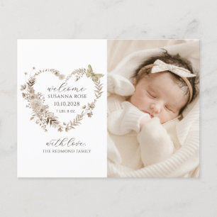 Postal De Anuncios Nacimiento de la foto de Floral Heart