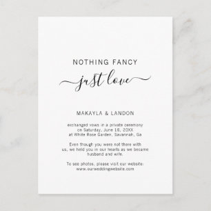 Postal De Anuncios Nada Elegante Solo Amor Simple Huida de Boda