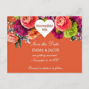 Postal De Anuncios Naranja audaz y rosas rosas rosas rosas