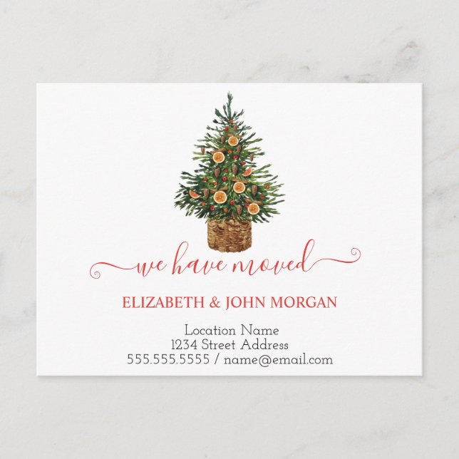 Postal De Anuncios Naranja De Árboles Pinos Que Hemos Movido (Anverso)