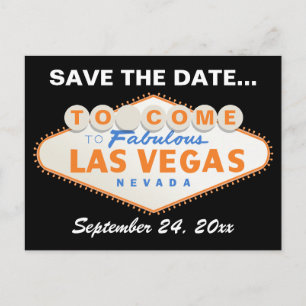 Postal De Anuncios Naranja de signos de Las Vegas, boda negra Salven