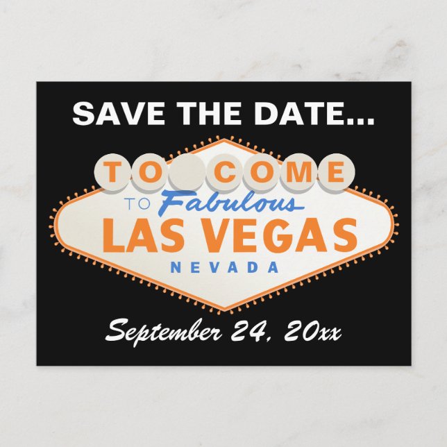 Postal De Anuncios Naranja de signos de Las Vegas, boda negra Salven  (Anverso)