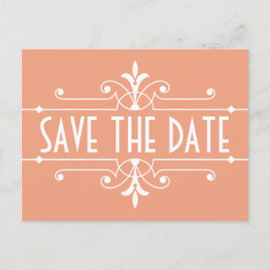 Postal De Anuncios Naranja Fancy Ornamental Save the Date Postcard
