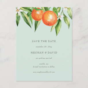 Postal De Anuncios Naranja Flores Citrus Botanical Save the Date
