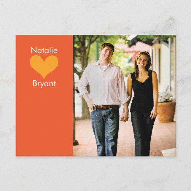 Postal De Anuncios Naranja fotográfico Corazón para guardar la tarjet (Anverso)