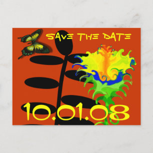 Postal De Anuncios Naranja Rojo Amarillo Verde Azul Salva La Fecha
