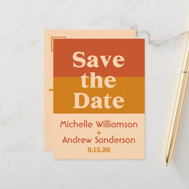 Postal De Anuncios Naranja Terracotta Retro Moderno (Anverso/Reverso In Situ)